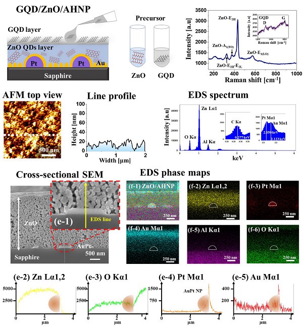 Photo description: Physical/chemical characterization of metasurface-based gold-platinum core-shell nanoparticle-based hybrid photodetector