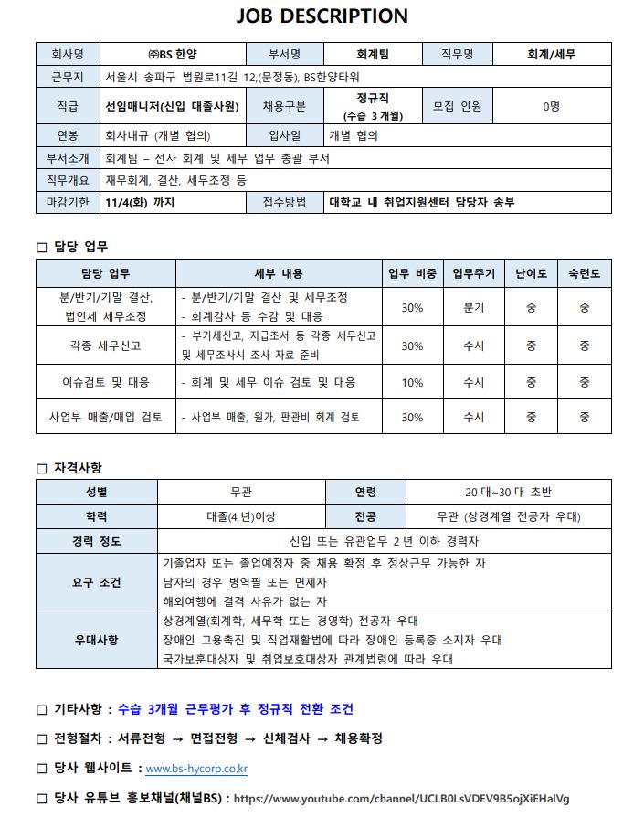 [추천채용][BS한양] 회계